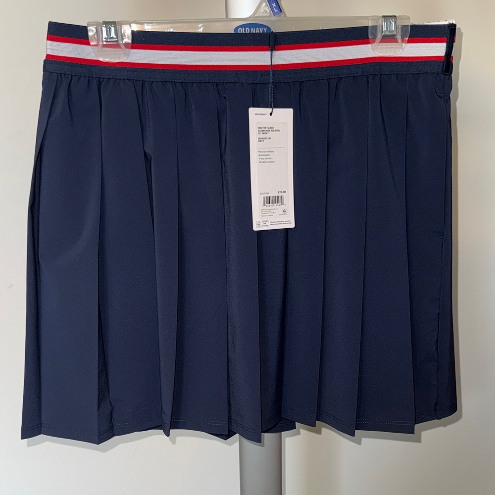 Walter Hagen Navy Pleated Golf Pull-On Skort with Elastic Waistband, NWT Sz M